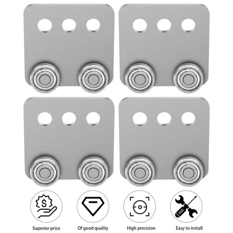 Beefed Up Heavy Duty Four Wheel Trolley Roller Assembly For One And Five Eighths Inch Or Taller Strut Channel With Eye Loop Zinc Electro Galvanized Finish 8 Pack Fits P1000 P1001 P5000 P5001 P5500 P5501 And Similar Channel Profiles showing four trolleys with wheels