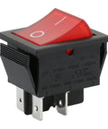 DPST Rocker Switch On Off 4 Pin 16A 250V AC Red LED Illuminated Snap-In Power Switch Heavy Duty UL Recognized
