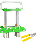 Lightweight Hand Sheet Metal Bender for Roofing Tools with Built In Metal Snips, about 5 lb tool, green frame with yellow snips