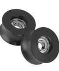 4 Pack U Groove Pulley Rollers With Overmolded Bearings, Plastic Sphere Wheels For Driving Doors And Mechanical Equipment, Durable And Smooth Operation For DIY Projects And Industrial Setups, black U-groove pulleys with 8mm bore