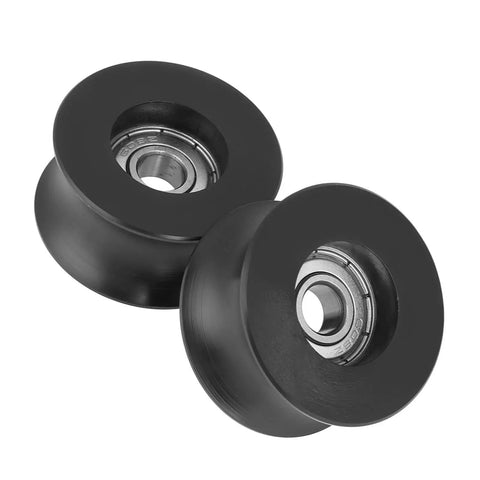 4 Pack U Groove Pulley Rollers With Overmolded Bearings, Plastic Sphere Wheels For Driving Doors And Mechanical Equipment, Durable And Smooth Operation For DIY Projects And Industrial Setups, black U-groove pulleys with 8mm bore