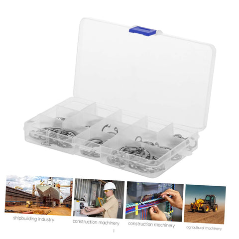 150 Piece Stainless Steel C Clip Snap Ring Set For Shafts And Axles Wear Resistant Rustproof Replacement Rings in storage case