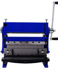 Front view of All In One 12 Inch Sheet Metal Brake Shear And Slip Roll Heavy Duty Steel Machine with handles and steel components.