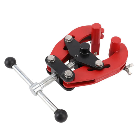 Get Tough With This Sturdy Pipe Alignment Clamp For 1-2.5 Inch Pipes! Heavy duty red and black pipe clamp for welding tasks.