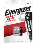 Kickass Alkaline Battery Two Pack Model 4LR44 And A544 Rock Solid Silver Power Cell for smoke detectors and thermostats.
