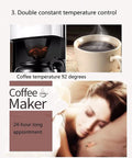 Coffee cup with steam at 92 degrees and Top Shelf Stainless Steel Bean To Cup Coffee Maker With Integrated Grinder And Drip System.