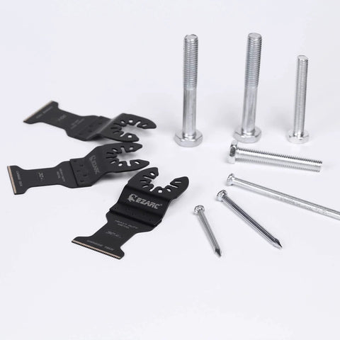 EZARC carbide oscillating saw blades, 3-pack, black quick-release multitool blades for hard materials (nails, bolts, screws)