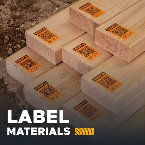 P1L Portable Bluetooth Thermal Construction Label Printer For Jobsites With QR Codes And One Click Labels on lumber pieces.