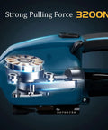 Close-up of Automatic Electric Strapping Machine With 4000mha Battery showing strong pulling force mechanism.
