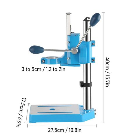 Heavy Duty Cast Iron Electric Drill Stand Precision Machined Rotatable Multifunctional Drill Press Adapter For Wood Plastic Aluminum 40cm side view showing dimensions
