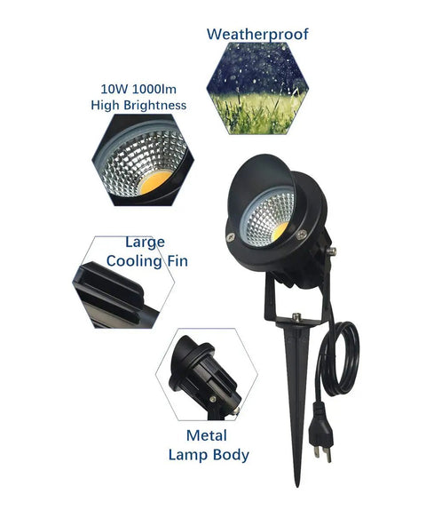 Outdoor Spotlight Flag Light 120V 10W Waterproof Landscape Lighting with large cooling fin and metal lamp body