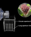 Acrylic V Shape Conical Aquarium Fish Feeder Cup For Live Red Worms Bloodworms And Brine Shrimp Eggs with suction base and apertures.