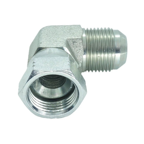 Heavy-Duty Steel JIC Flare Tube Fitting 90 Degree Elbow Swivel Connector, 1-1/16-12 Male JIC To 3/4 Inch Male JIC, swivel elbow fitting