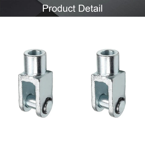 Two Pack Air Cylinder Rod Clevis End Y Connector 97mm Length M20x1.5 Female Thread Iron Durable Silver Finish for Easy Mounting and Precise Alignment Pro, two silver iron clevis ends