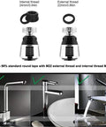 360 Degree Swivel Tap Aerator Diffuser With Dual Spray For Kitchen Sink Faucets M22 And M24 Threads, product display.