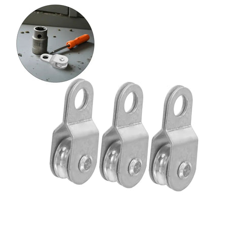 12Pc Swivel Rope Pulley Block Roller Set For 6mm Cable With Smooth Wheel Bearing System Lightweight Aluminum Coated Zinc Pulley For Heavy Duty Load Lifting And Home Organization Rope Cable Roller, 3 silver pulleys