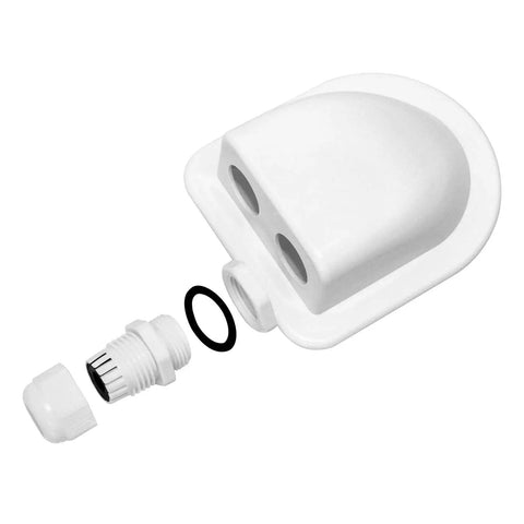 IP68 Waterproof ABS Solar Cable Entry Gland Dual Cable Entry Housing for RV Caravan and Marine Panels, white, shown disassembled