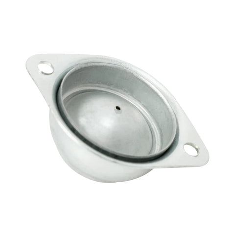 One Inch Roller Ball Bearing Casters Six Pack With Seventy Pound Capacity Each Durable Galvanized Steel Design For Rock Solid Multi Directional Gliding Simple Swap For Carts Tables And Garage Builds, close-up view of a galvanized steel caster.