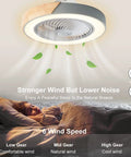 20 Inch Modern Wood Ceiling Fan With Light And Remote Low Profile Bladeless Ceiling Fan For Bedroom Or Living Room