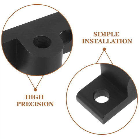 Close-up of Heavy Duty Aluminum Extrusion Corner Brackets Ten Piece Set Black T Slot Connectors with simple installation