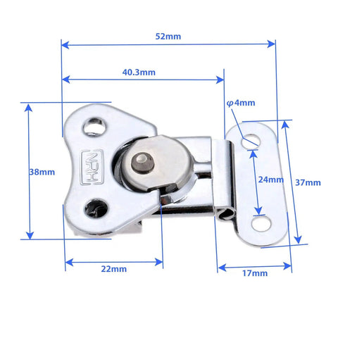 Heavy Duty 2Pc Toggle Latch Catches For Secure Wooden Box And Flight Case Protection With Spring Draw Keeper Plus Twist Lock Clamps Size 52 By 38mm detailed with dimensions.