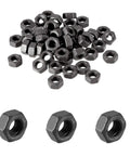 Badass M6 Hex Nuts 100 Piece Set Premium Carbon Steel Black Oxide Coating showing 100 hex nuts for heavy duty use.