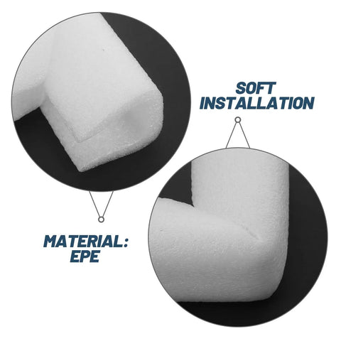 Epe Foam Corner Protectors Pack Of 12 White Lightweight Multi Purpose Edge Cushions close-up showing soft installation and EPE material