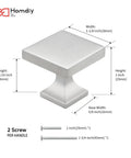 Dope Square Brushed Nickel Cabinet Knobs 1.1 Inch 30 Pack Modern Hardware For Cabinets And Dressers with measurements