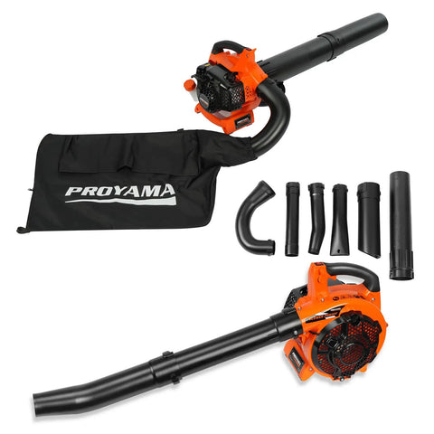 Beefy Gas Powered Leaf Blower 3 In 1 Vacuum Mulcher Kit, 26cc 2 Cycle Handheld Engine with attachments and 10 gallon bag
