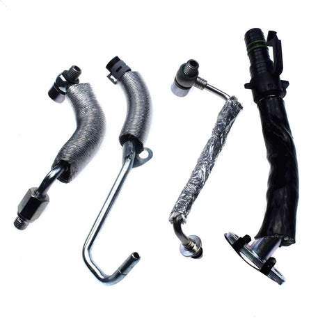 4-piece oil return drain and feed pipe kit for Chevy 1.4L engine, metal lines and fittings