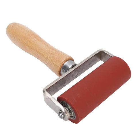 Heavy Duty PVC Welding Seam Roller With Double Bearing Handles, 32mm Or 80mm Silicone Wheel For Tarpaulin Repair Up To 260°C Heat Resistant Wood Grip.