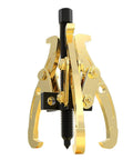 Shop Ready Heavy Duty Adjustable Bearing Puller Tool Forged From Tough Carbon Steel, shown in detail with gold finish and grip.