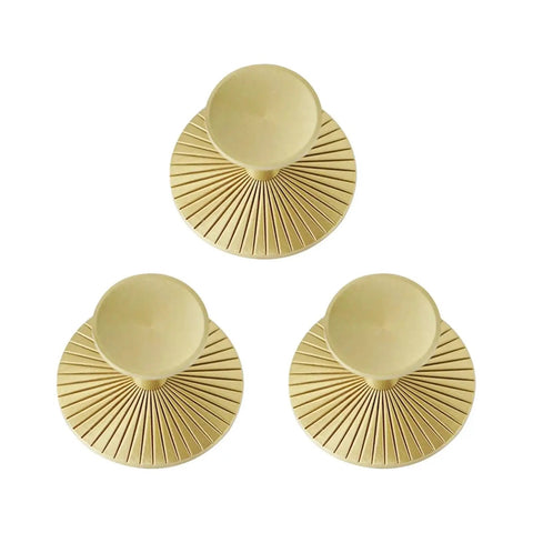 Gold Round Brass Cabinet Knobs Set Of 12 For Cabinets And Drawers, Vintage Back Panel Pulls, Top View
