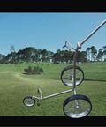Hella Lightweight Golf Cart Featuring A Slick Three Wheel Swivel Design With Toughest Stainless Steel Frame for easy maneuvering on the golf course.
