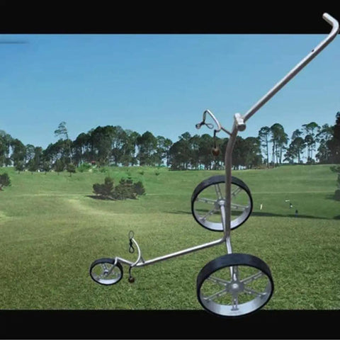Hella Lightweight Golf Cart Featuring A Slick Three Wheel Swivel Design With Toughest Stainless Steel Frame for easy maneuvering on the golf course.