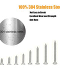 All Purpose Stainless Steel Wood Screws Set 420 PC Assortment Kit with focus on corrosion-resistant 304 material