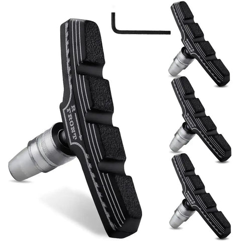 Premium Mountain Bike Brake Pads Set With Free Hex Wrench, Tough V-Brake Blocks Kit, Long-Lasting Fiber And Nitrile Rubber Pads For Rugged Trails And Solid, Safe Stopping Power