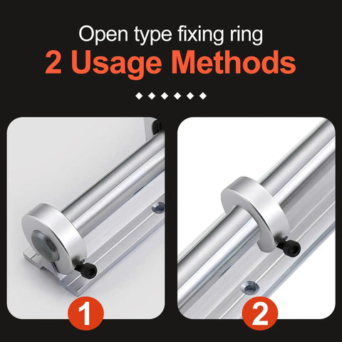 4 Pcs SBR20 Linear Rail Shaft Stop Collars Aluminum Alloy Shaft Lock Down Rings With Set Screw Bore 20mm OD 40mm Thickness 12mm CNC Parts For Precise Shaft Positioning with two usage methods shown.