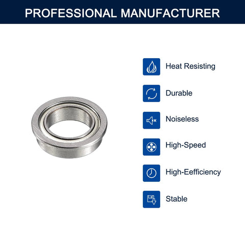 HiPicco MF128ZZ flanged ball bearing, 8mm ID x 12mm OD x 3.5mm width, chrome steel, double shielded