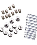 24 Piece Furniture Connecting Dowels Set With Cam Lock Fittings in Silver Iron and Aluminum Alloy for Stable Corner Connections