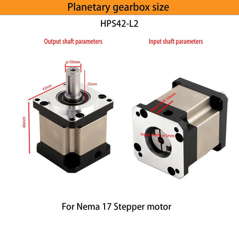 Compact 100 To 1 Precision Planetary Gearbox For NEMA17 Stepper Motors 42mm Flange 10mm Short Output Shaft 5Nm Torque 20 Arcmin Backlash