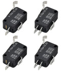 No Sweat Setup 4 Piece Golf Cart Micro Switch Kit 2 Pin And 3 Pin Terminals shown from above with four actuators in black.