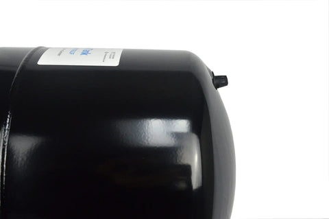 Side view of Five Gallon RO Accumulator Storage Tank With Wall Mount Bracket And One Half Inch Female NPT Pre Pressurized Lead Free