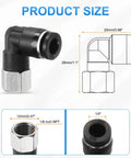 Five Pack Pro Grade Pneumatic Female Elbow Fittings One Quarter Inch Tube Outer Diameter By One Eighth Inch NPT 90 Degree