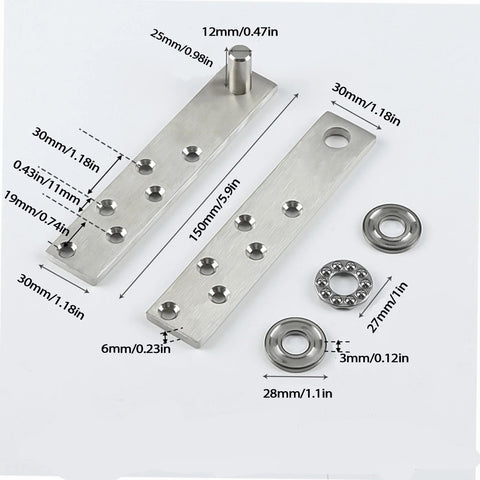 Invisible Door Pivot Hinges 2 Pack Set with Hidden Pivot Hinge System Stainless Steel Concealed Door Hinge parts with measurements
