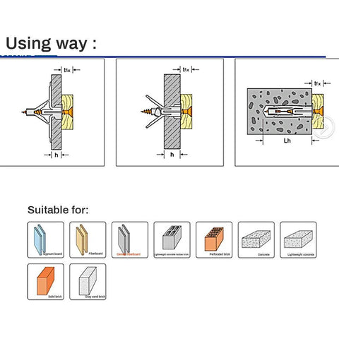 Drywall Anchor Kit With Hollow Wall Anchors And Screws Self Drilling Nylon Fasteners for mounting in various materials