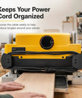 Kick Ass Screw Mount Power Cable Bracket For Dewalt DW735 Woodworking Planer keeping cord organized around the tool.