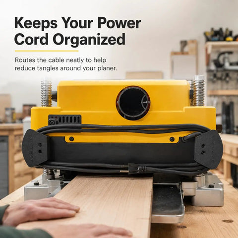Kick Ass Screw Mount Power Cable Bracket For Dewalt DW735 Woodworking Planer keeping cord organized around the tool.