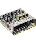 Slick Enclosed Switching Power Supply 24V 3.2A 76.8W LRS-75-24, Single Output, Universal AC Input, 3.9 In L X 3.82 In W X 1.18 In H, 1U Low-Profile, High Temp 70C, Low No-Load Power. metal-enclosed open-frame power supply with terminal block