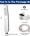 Handheld Shower Head Kit With High Pressure Flow Wall Connector And Hose 304 Stainless Steel Chrome Finish Luxury Bathroom System